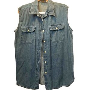 American Rave Bluejean Vest Pearl Buttons 100% Cotton  Western Cowgirl Layering